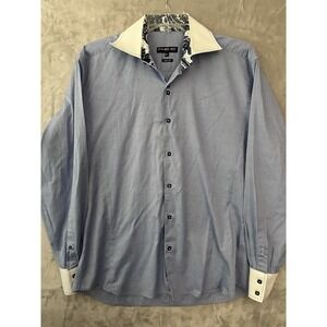 MEC Mountain Equipment Co-Op Button Up Shirt Mens XL Slim Fit Blue French Cuff